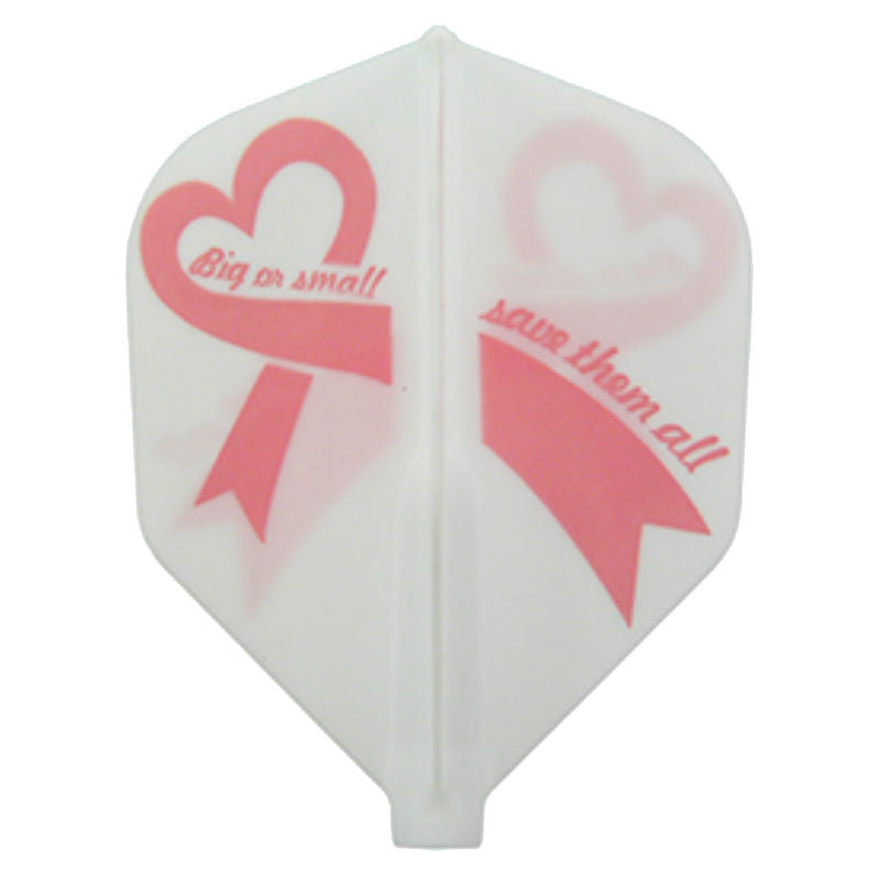 Cancer Awareness Fit Flight, White Shape with Pink Ribbon and Writing